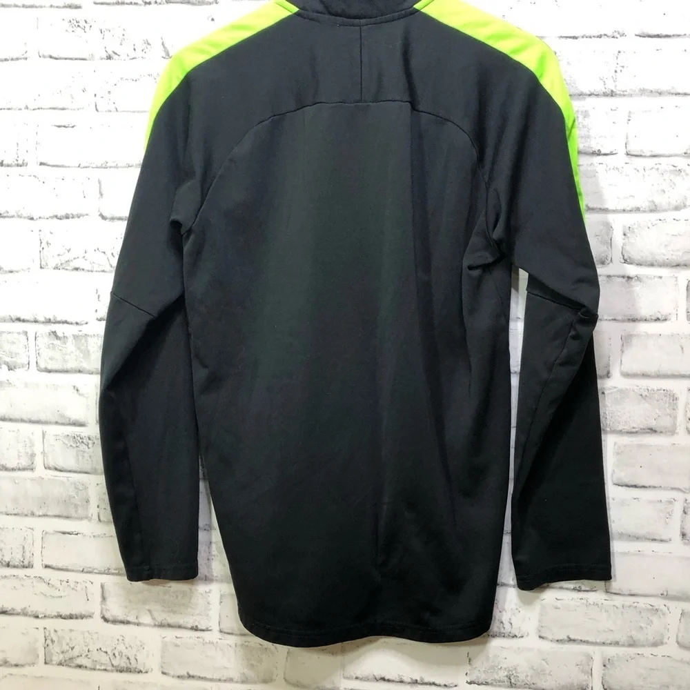 Nike Men's Black and Neon Green Quarter Zip Performance Jacket